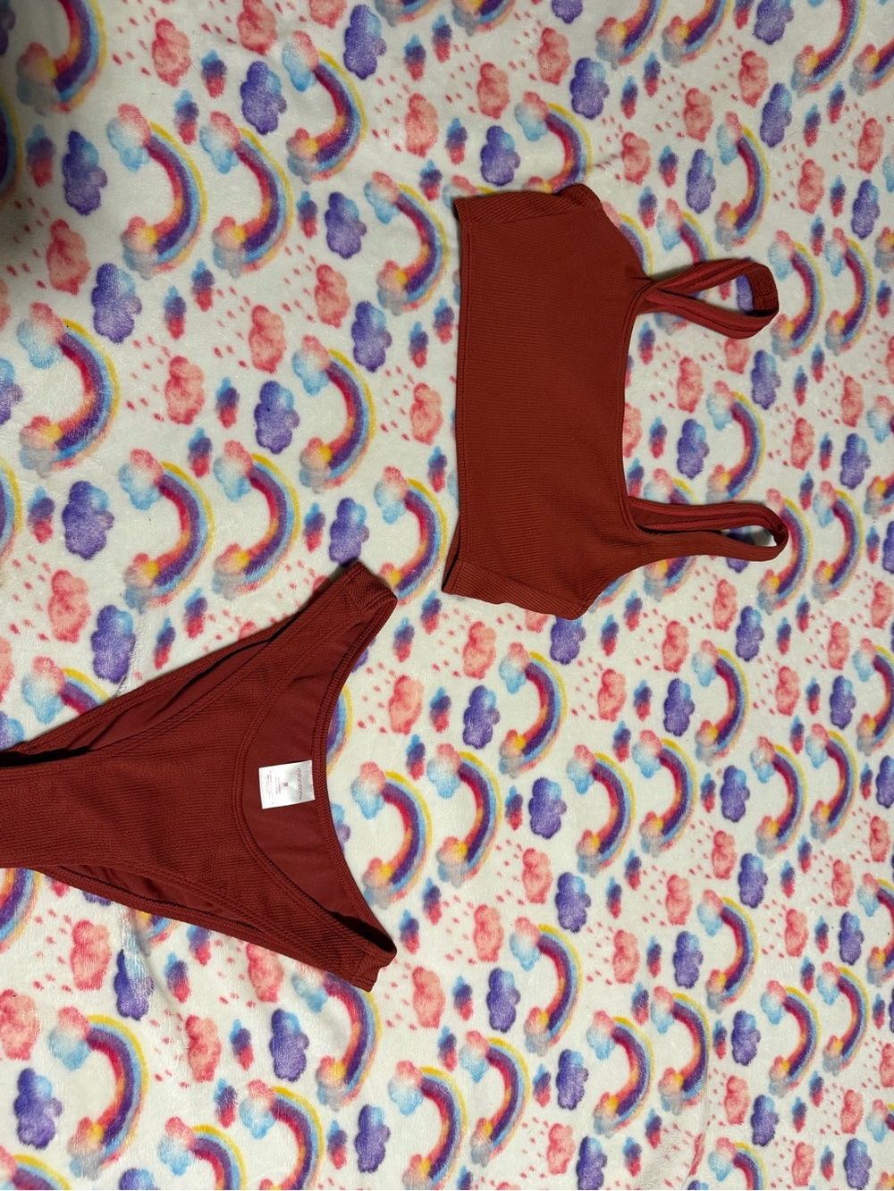 Xhilaration Ribbed Two-Piece Set in Brick Red